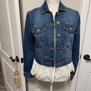 Cabi Dakota Denim and Lace Jacket- Size Small